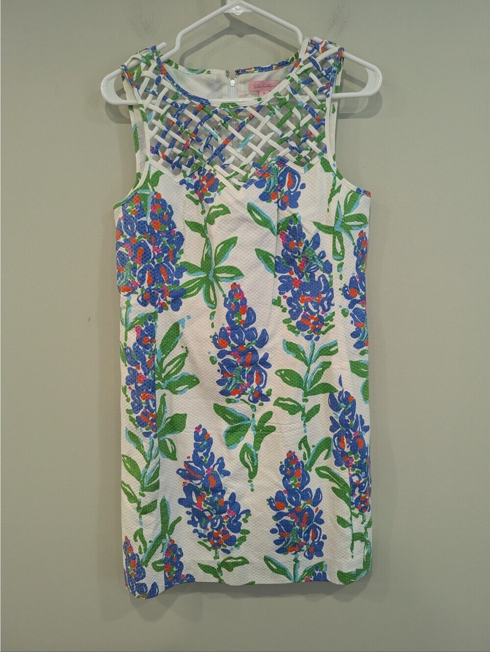 Lilly Pulitzer Ricci Shift Lattice Dress In Fresh Cut Blue Bonnets Size 6